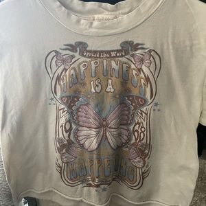 Cream cropped T-shirt